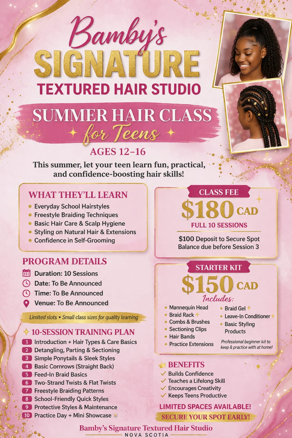 Bamby's Signature — Summer Hair Class for Teens Flyer